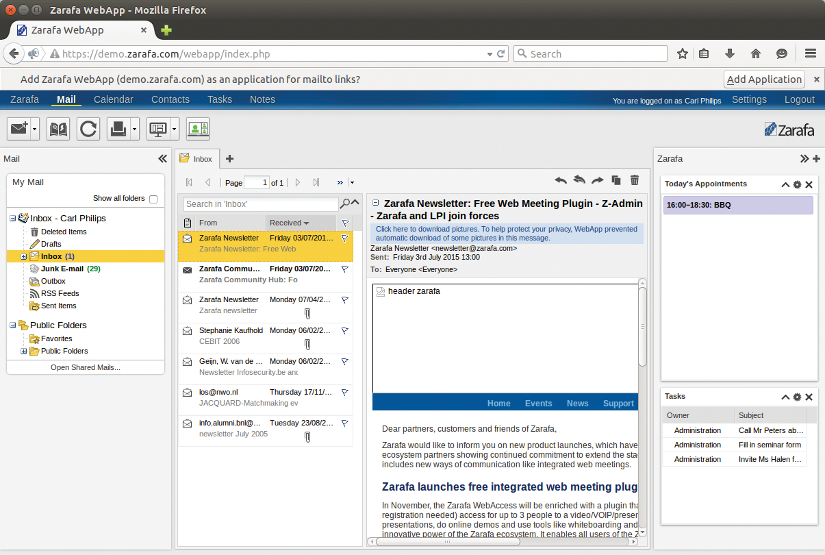 Zarafa is integrating apps into its web tool and reducing Outlook support. Zarafa is integrating apps into its web tool and reducing Outlook support.