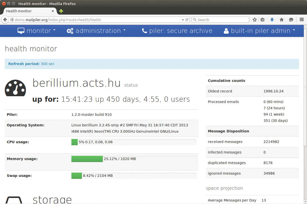 Piler has a neat administration GUI that is also suitable for mobile devices. Piler has a neat administration GUI that is also suitable for mobile devices.