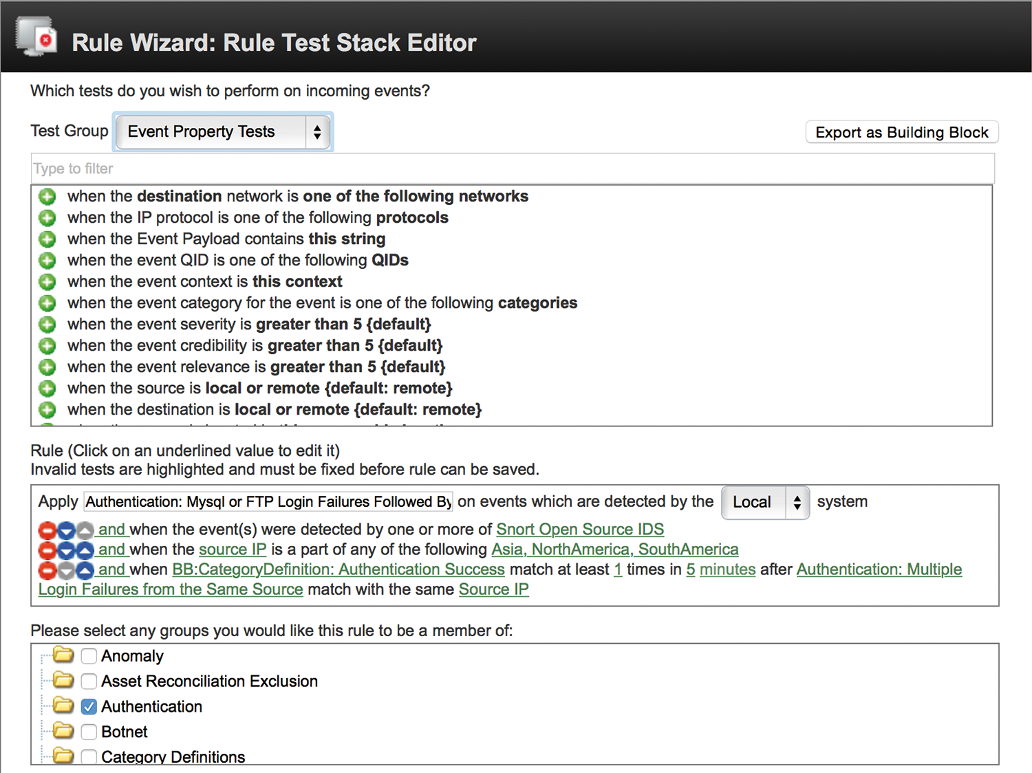 Complex and nested conditions can be grouped to create rules. Complex and nested conditions can be grouped to create rules.