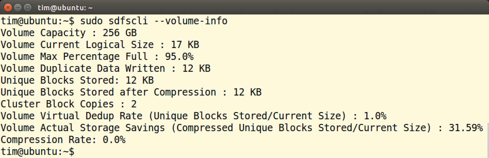 Information about a mounted volume courtesy of the sdfscli command. Information about a mounted volume courtesy of the sdfscli command.