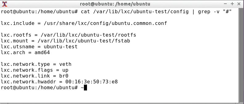 The default configuration for an Ubuntu container. The default configuration for an Ubuntu container.