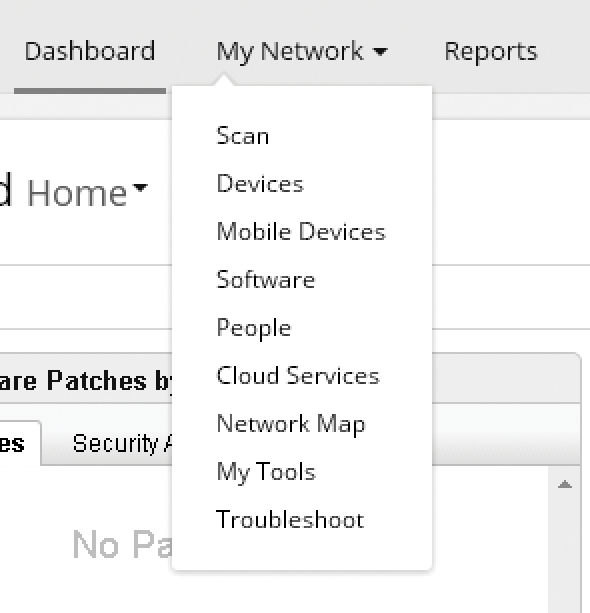Initiating a new device scan from the Dashboard page. Initiating a new device scan from the Dashboard page.