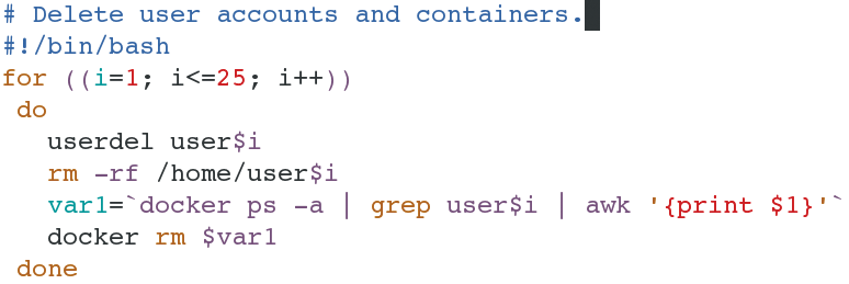 A script for deleting user accounts and containers. A script for deleting user accounts and containers.