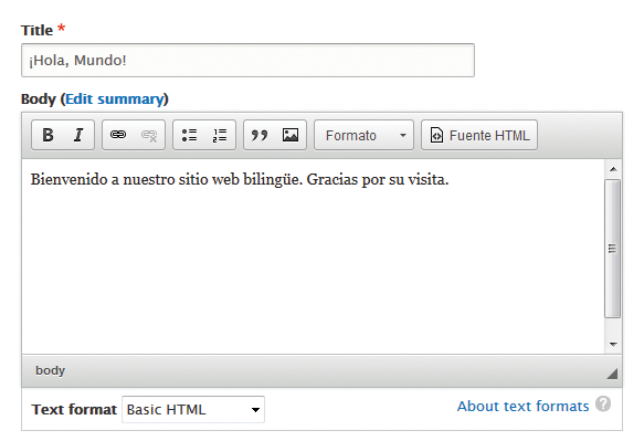 Page translation in Spanish Page translation in Spanish