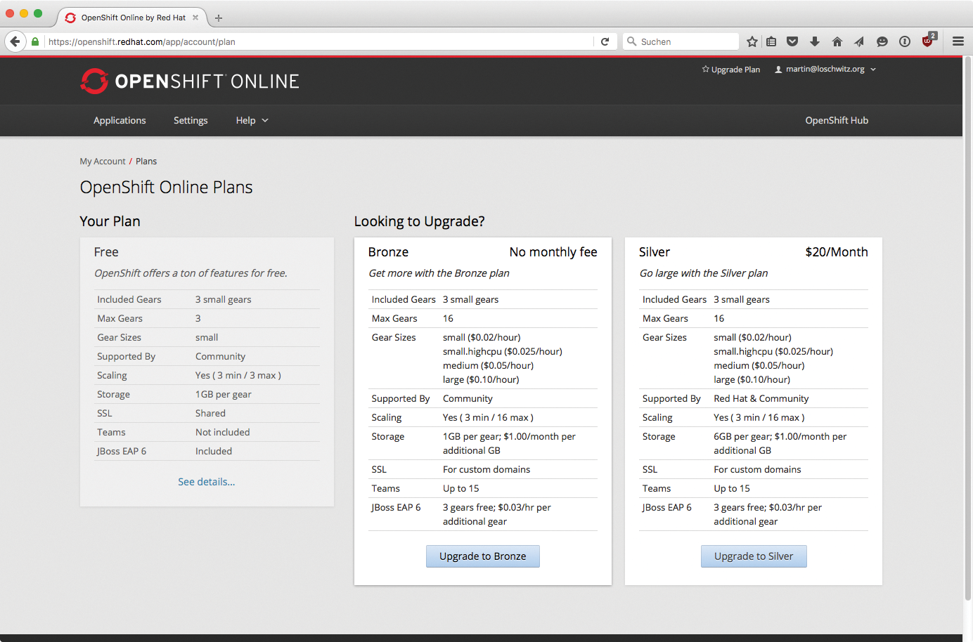 OpenShift's Silver Plan also includes support. OpenShift's Silver Plan also includes support.