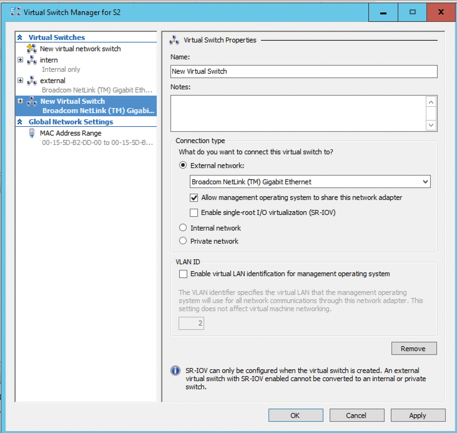 You can create virtual switches through Hyper-V Manager in Windows Server 2016. You can create virtual switches through Hyper-V Manager in Windows Server 2016.