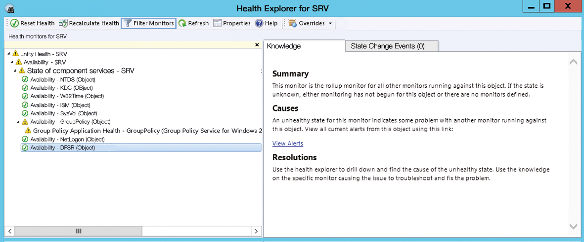 The Health Explorer provides data about the health state of a monitored resource. The Health Explorer provides data about the health state of a monitored resource.