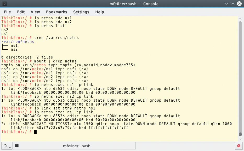 Handling namespaces comes naturally to an experienced Linux admin. Handling namespaces comes naturally to an experienced Linux admin.
