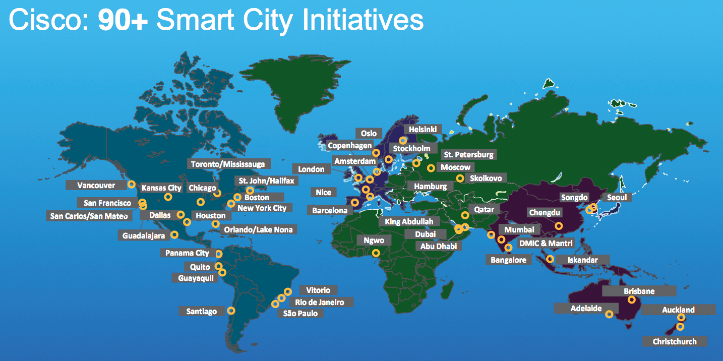 Cisco is implementing Smart City pilot projects worldwide. Cisco is implementing Smart City pilot projects worldwide.