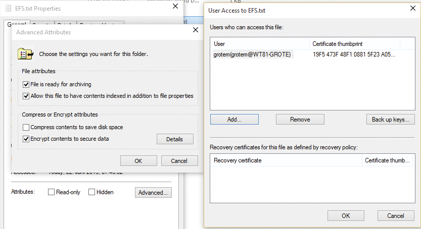 Certificates encrypt files with EFS. Certificates encrypt files with EFS.