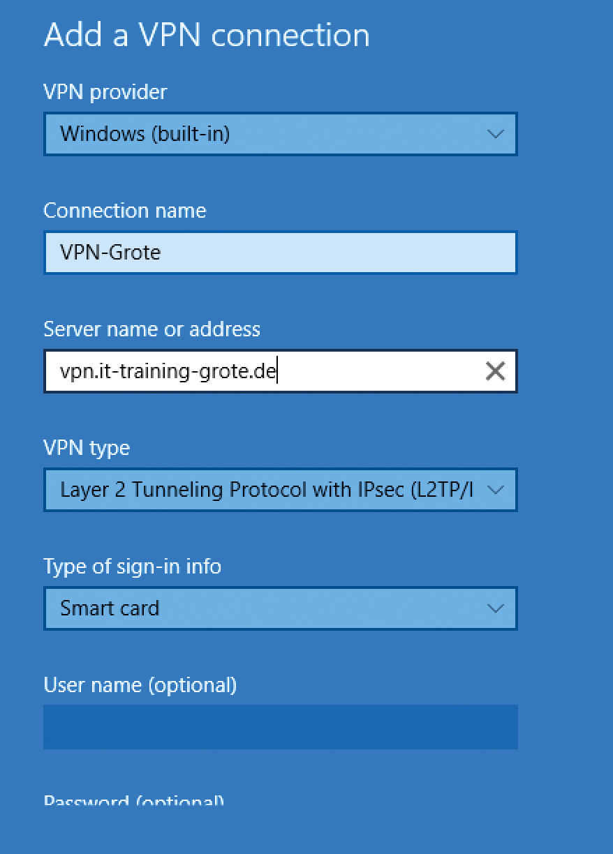 On Windows 10, VPN connections can be secured with a certificate on a smart card. On Windows 10, VPN connections can be secured with a certificate on a smart card.