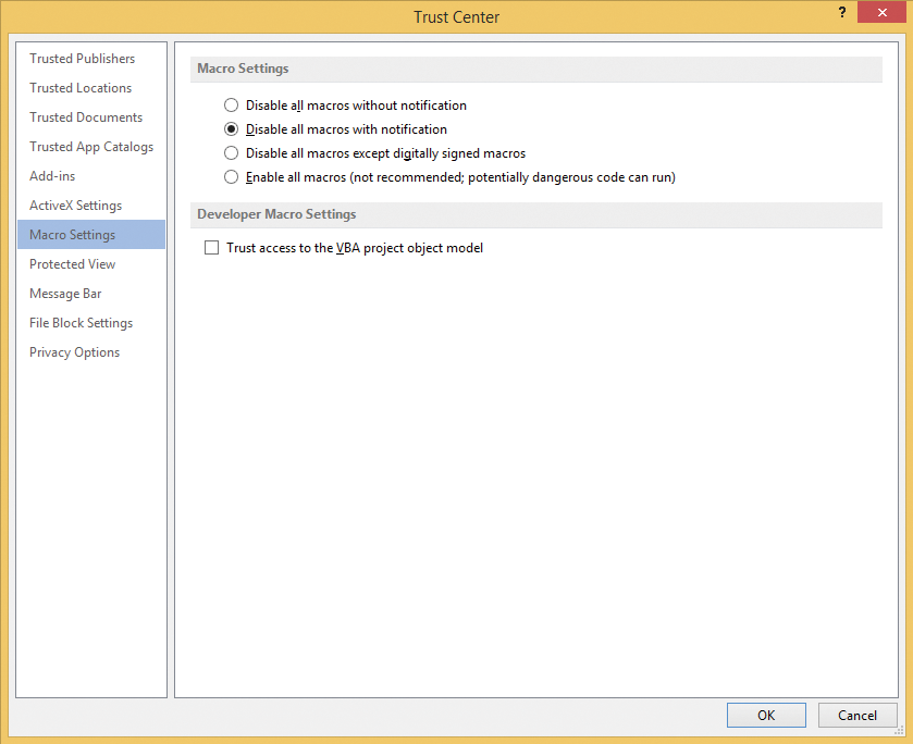 Macros should be turned off in Office in all situations. Macros should be turned off in Office in all situations.
