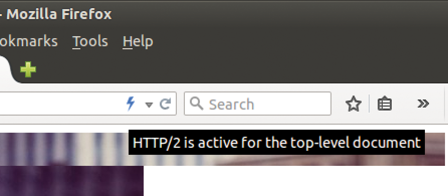 A blue lightning bolt icon in Firefox indicates support for the HTTP/2 protocol. A blue lightning bolt icon in Firefox indicates support for the HTTP/2 protocol.