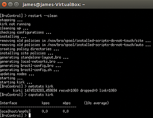 Re-reading the configuration file and viewing statistics in BroControl. Re-reading the configuration file and viewing statistics in BroControl.
