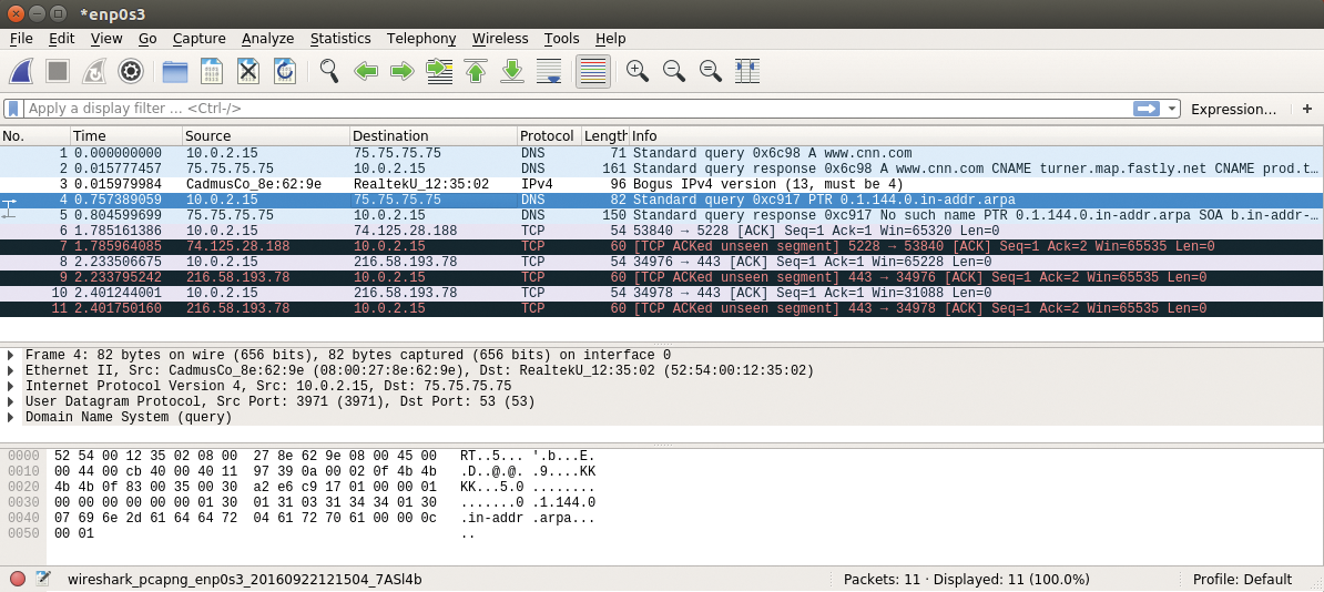 Viewing a packet generated by PackETH in Wireshark. Viewing a packet generated by PackETH in Wireshark.