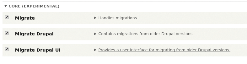 Core migration modules. Core migration modules.