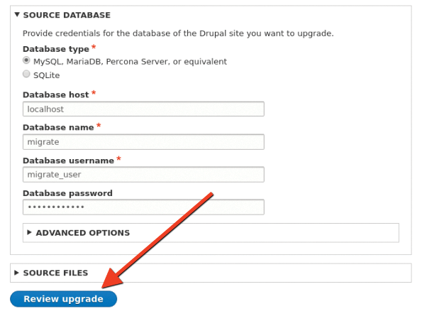 Drupal upgrade form. Drupal upgrade form.