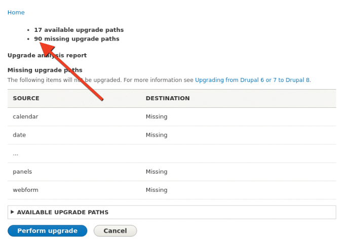 Migrate Drupal UI with missing upgrade paths. Migrate Drupal UI with missing upgrade paths.