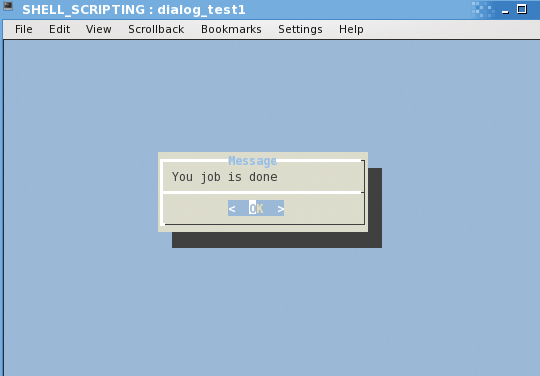 Simple TUI dialog box notification using dialog. Simple TUI dialog box notification using dialog.