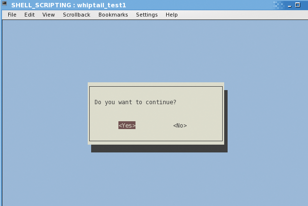 Sample whiptail yes/no script. Sample whiptail yes/no script.