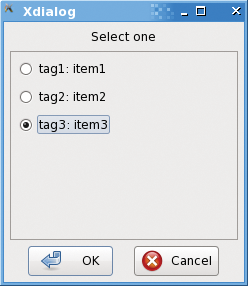 Xdialog radio list dialog box. Xdialog radio list dialog box.