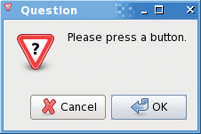 Zenity yes/no box with a response information box. Zenity yes/no box with a response information box.