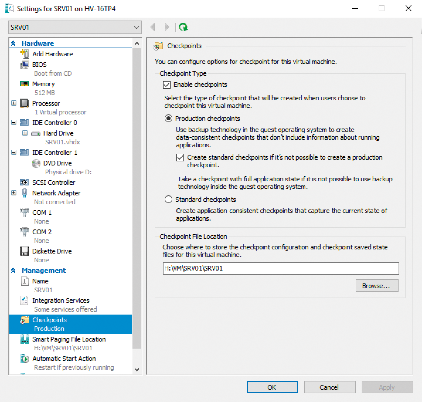 The new production checkpoints work differently than conventional VM snapshots. They address the VSS interface and thereby ensure consistent applications. The new production checkpoints work differently than conventional VM snapshots. They address the VSS interface and thereby ensure consistent applications.