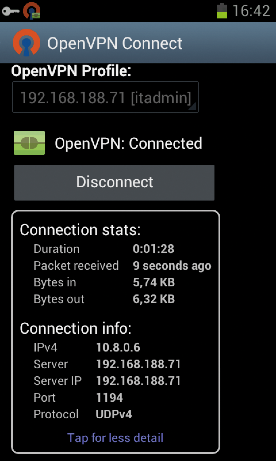 OpenVPN Connect is reliable in Android, too. OpenVPN Connect is reliable in Android, too.