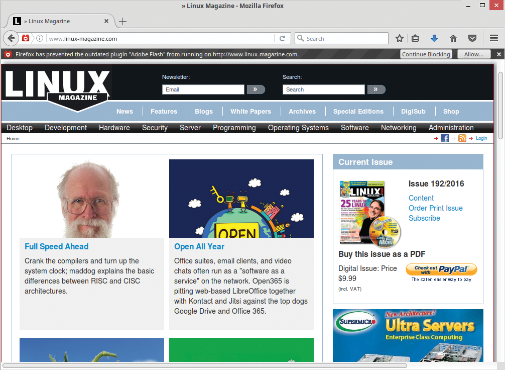 Probably the best-known web browser on Linux: Mozilla Firefox. Probably the best-known web browser on Linux: Mozilla Firefox.