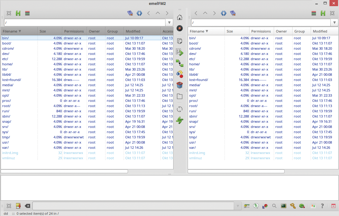 emelfm2 offers a two-window mode. emelfm2 offers a two-window mode.