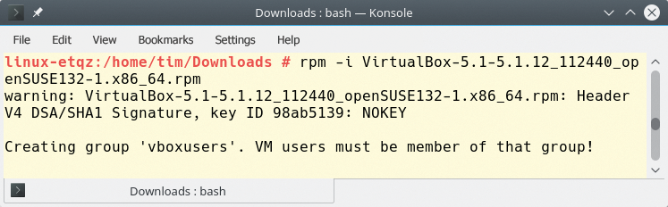 The rpm tool on openSUSE Leap notices the dubious reputation of a package, but installs it nevertheless. The rpm tool on openSUSE Leap notices the dubious reputation of a package, but installs it nevertheless.