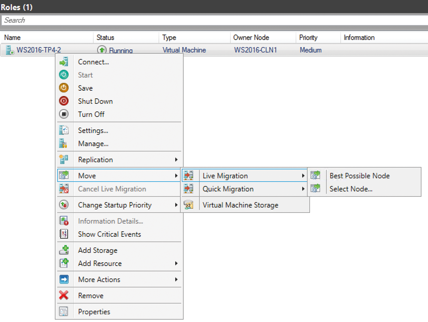 VMs can be moved between cluster nodes with (virtually) no interruption. VMs can be moved between cluster nodes with (virtually) no interruption.