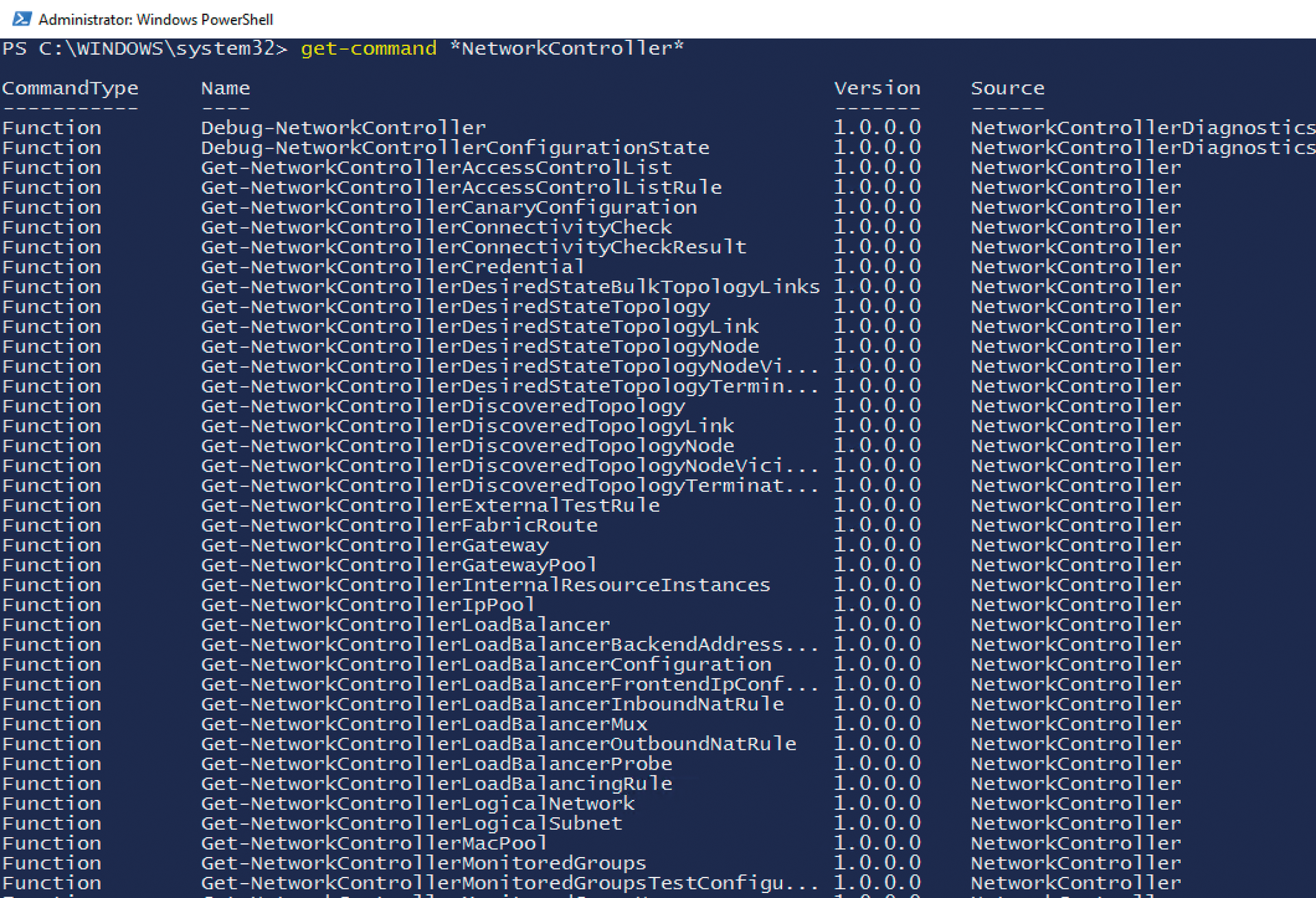 Numerous control options are available for the Network Controller in PowerShell. Numerous control options are available for the Network Controller in PowerShell.