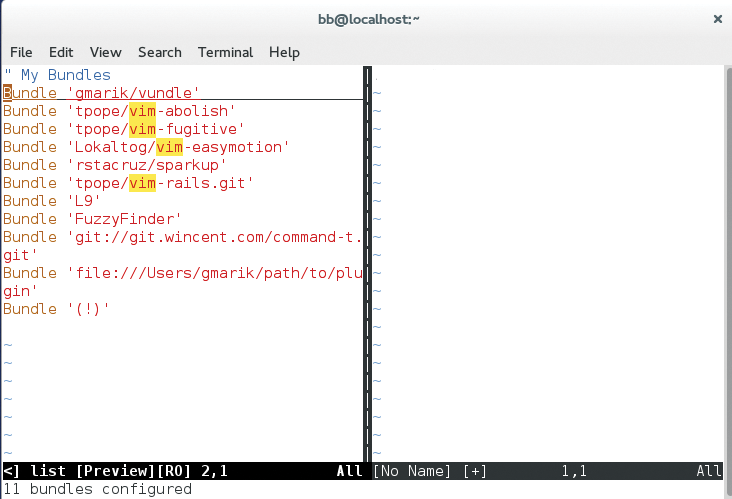 Vundle automatically updates the plugins listed in .vimrc. Vundle automatically updates the plugins listed in .vimrc.