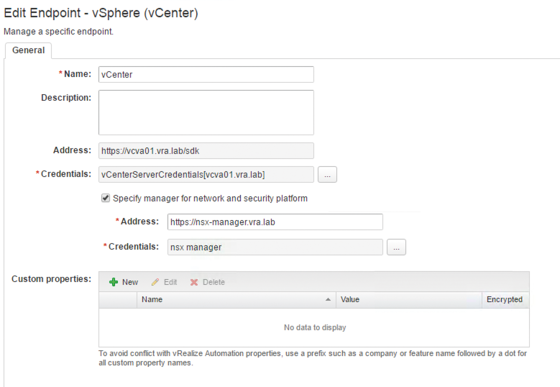 Editing the endpoint configuration. Editing the endpoint configuration.