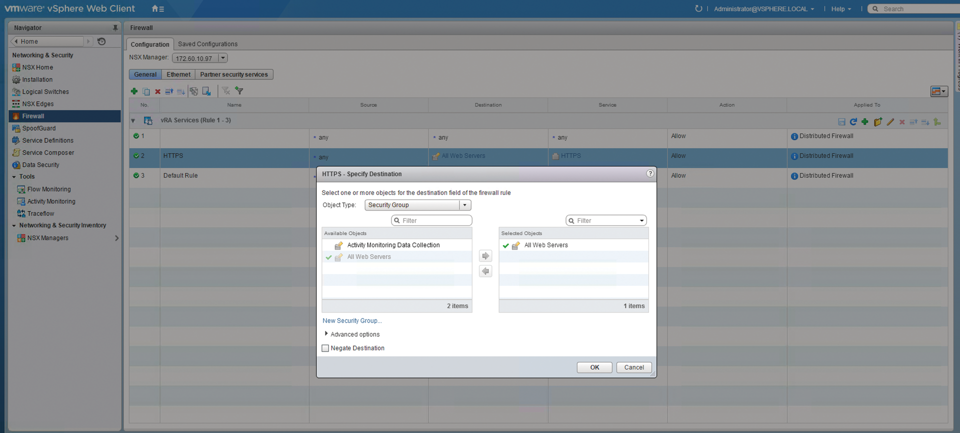 In some circumstances, it may be necessary to adjust the firewall rules in existing security groups. In some circumstances, it may be necessary to adjust the firewall rules in existing security groups.